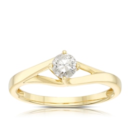 9ct Yellow Gold 0.33ct Diamond Split Shoulder Solitaire Ring