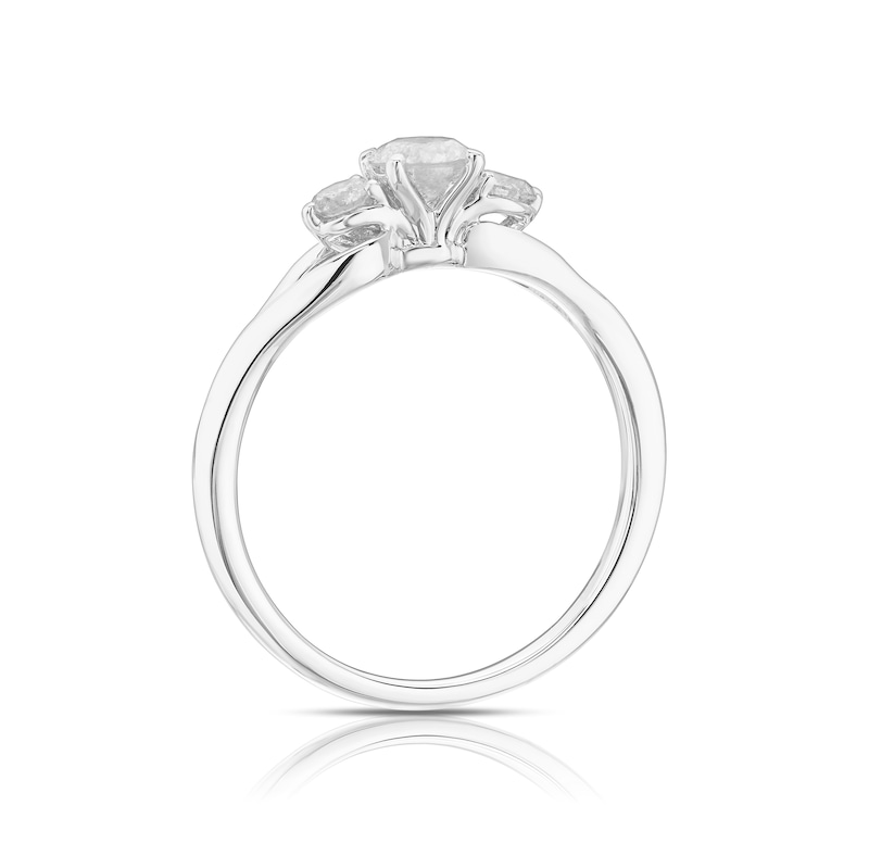 Main Image 3 of 9ct White Gold 0.50ct Diamond Split Shoulder Three Stone Ring