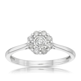 9ct White Gold 0.25ct Diamond Daisy Cluster Ring