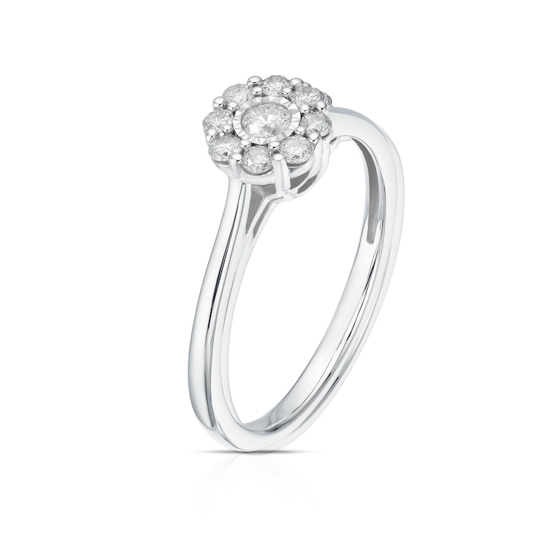 Main Image 2 of 9ct White Gold 0.25ct Diamond Daisy Cluster Ring