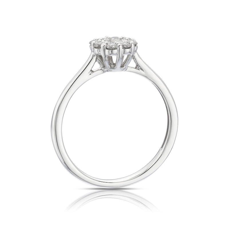 Main Image 3 of 9ct White Gold 0.25ct Diamond Daisy Cluster Ring