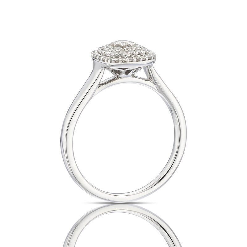 Main Image 3 of 9ct White Gold 0.33ct Diamond Triple Cushion Halo Cluster Ring