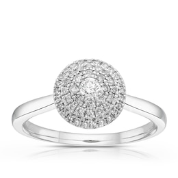 9ct White Gold 0.33ct Diamond Triple Round Halo Cluster Ring