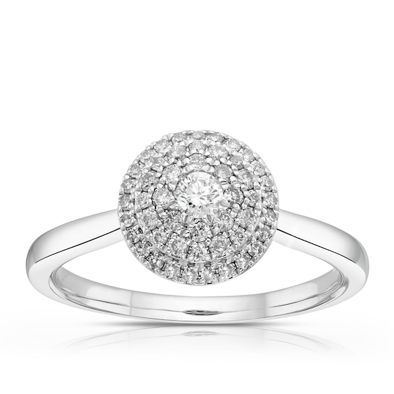 9ct White Gold 0.33ct Diamond Triple Round Halo Cluster Ring