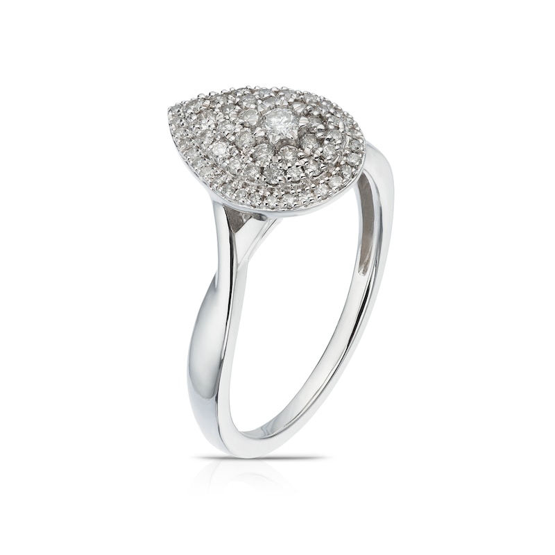 Main Image 2 of 9ct White Gold 0.33ct Diamond Triple Pear Halo Cluster Ring