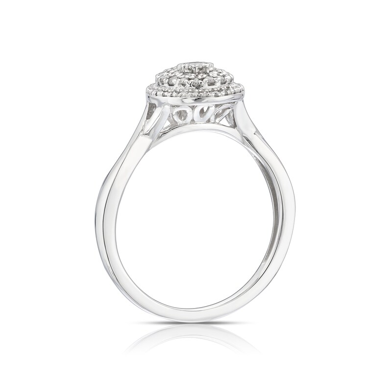 Main Image 3 of 9ct White Gold 0.33ct Diamond Triple Pear Halo Cluster Ring