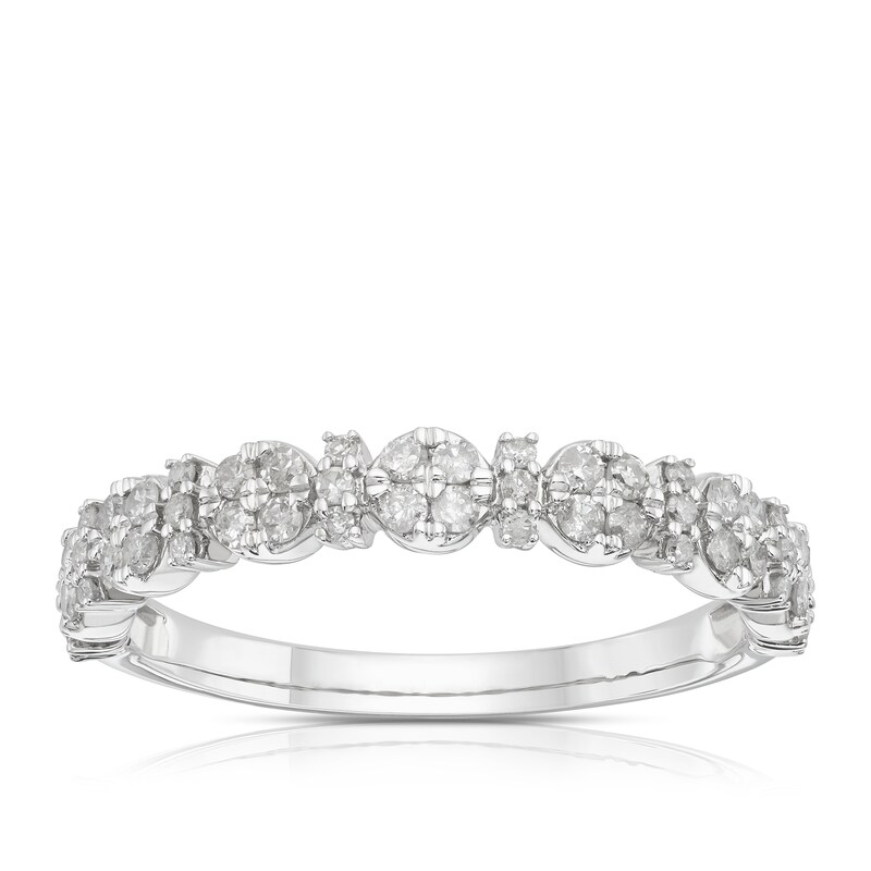 Main Image 1 of 9ct White Gold 0.33ct Diamond Cluster Eternity Ring