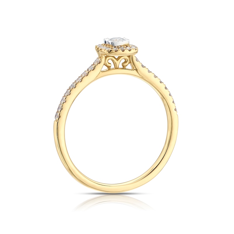 Main Image 3 of 9ct Yellow Gold 0.25ct Diamond Illusion Cushion Halo Ring