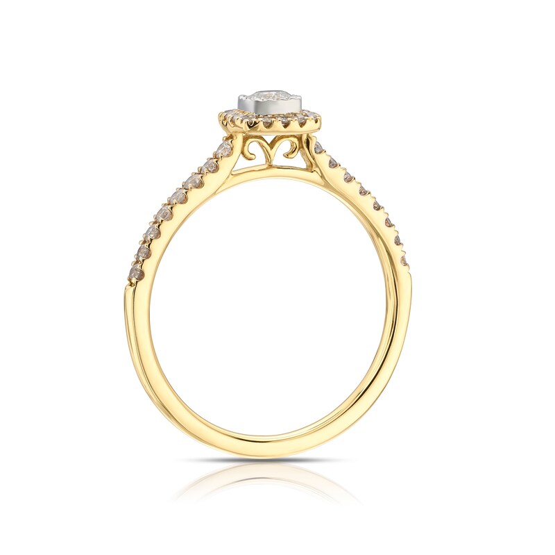 Main Image 3 of 9ct Yellow Gold 0.33ct Diamond Illusion Cushion Halo Ring