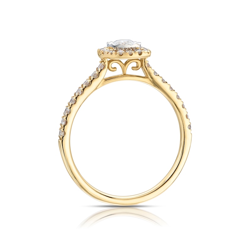 Main Image 3 of 9ct Yellow Gold 0.50ct Diamond Illusion Cushion Halo Ring