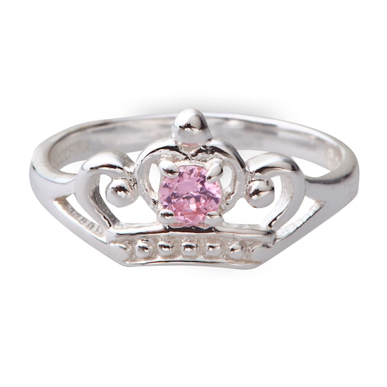 Disney Princess Children's Sterling Silver CZ Crown Ring (Size F)