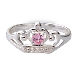 Disney Princess Children's Sterling Silver CZ Crown Ring (Size J)