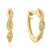 Thumbnail Image 1 of Sterling Silver & 18ct Yellow Gold Plated Vermeil 0.10ct Diamond Twist Hoop Earrings