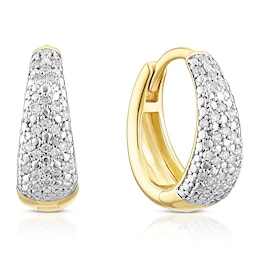 Sterling Silver & 18ct Yellow Gold Plated Vermeil 0.15ct Diamond Chunky Hoop Earrings