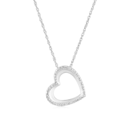 Sterling Silver 0.10ct Diamond Open Heart Pendant Necklace