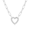 Thumbnail Image 1 of Sterling Silver Diamond Heart Pendant Paper Link Chain Necklace