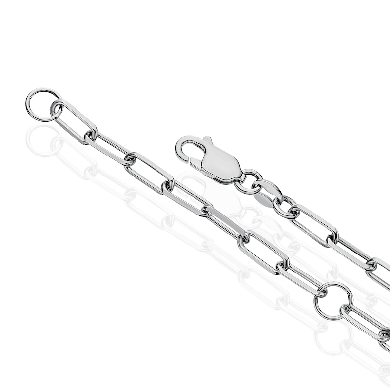 Main Image 3 of Sterling Silver Diamond Heart Pendant Paper Link Chain Necklace