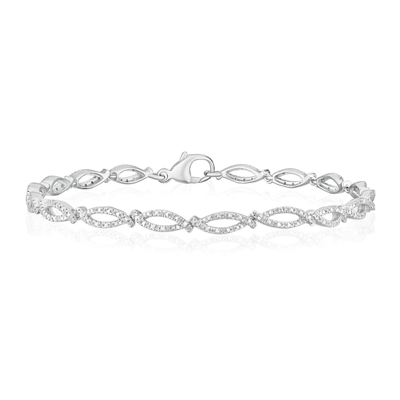 Sterling Silver 0.20ct Diamond Twist Tennis Bracelet