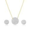 Thumbnail Image 1 of Sterling Silver & 18ct Yellow Gold Plated Vermeil 0.15ct Diamond Cluster Pendant & Earrings Set