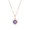 Thumbnail Image 1 of 9ct Rose Gold Amethyst & Diamond Pendant Necklace