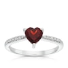 Thumbnail Image 1 of Sterling Silver Diamond & Garnet Heart Solitaire Ring