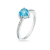 Thumbnail Image 2 of Sterling Silver Diamond & Blue Topaz Heart Solitaire Ring