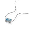Thumbnail Image 2 of Sterling Silver 0.12ct Diamond & Blue Topaz Emeral Cut Pendant Necklace