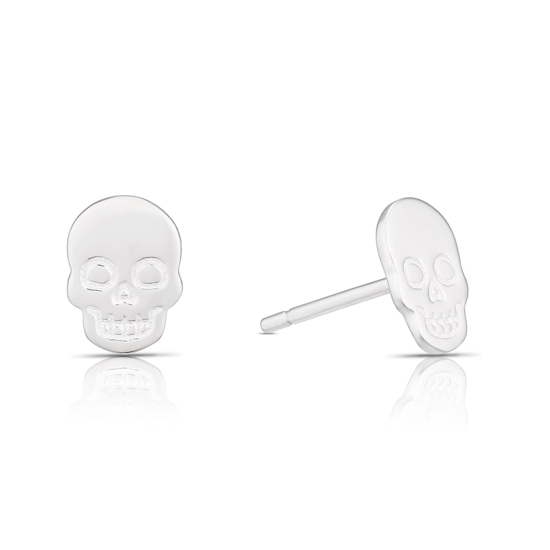 Main Image 1 of Sterling Silver Halloween Skull Stud Earrings