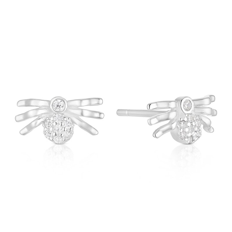 Main Image 1 of Sterling Silver Halloween Cubic Zirconia Spider Stud Earrings