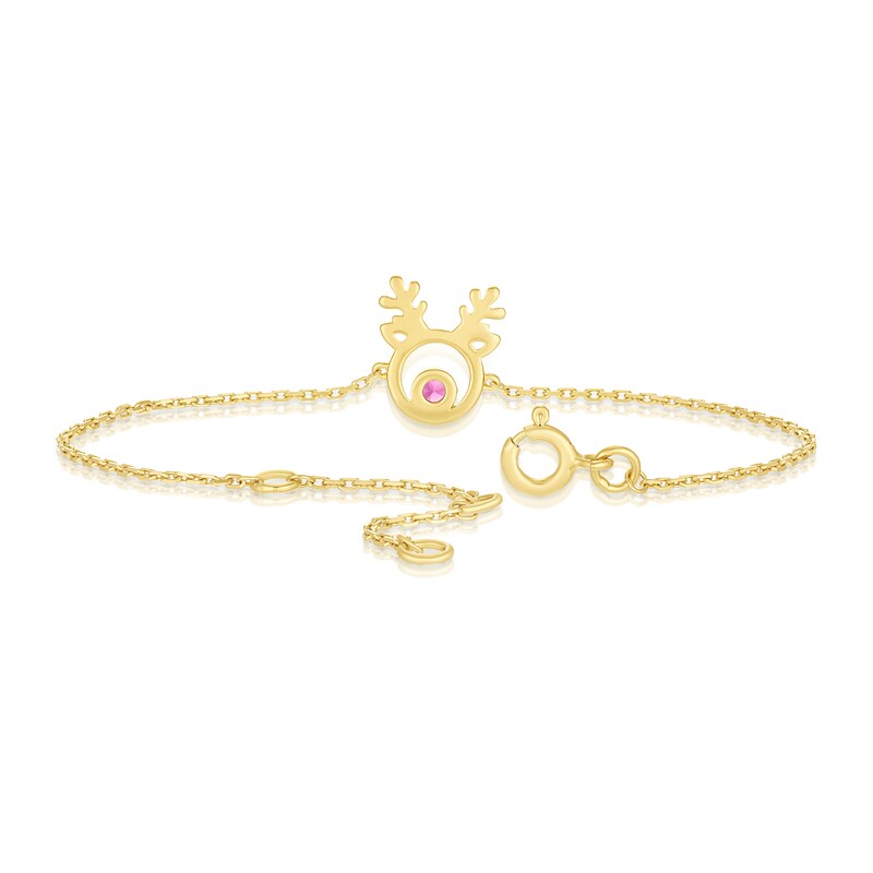 Main Image 3 of Sterling Silver & 18ct Gold Plated Vermeil Reindeer Crystal Stud 6.5+1" Bracelet