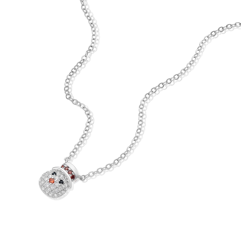 Main Image 2 of Sterling Silver Cubic Zirconia Snowman Pendant 16+2" Necklace