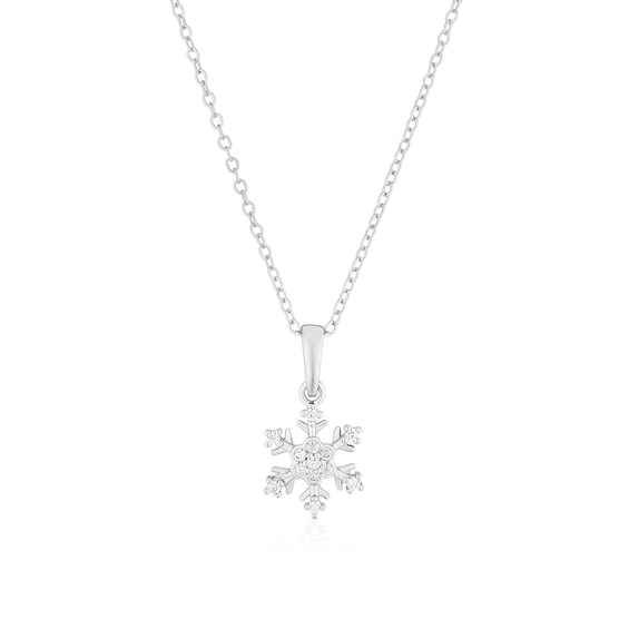 Sterling Silver Cubic Zirconia Snowflake Pendant 16+2 Neckla