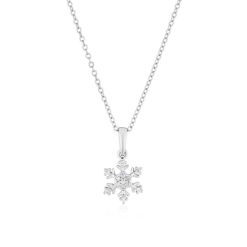 Main Image 1 of Sterling Silver Cubic Zirconia Snowflake Pendant 16+2" Necklace