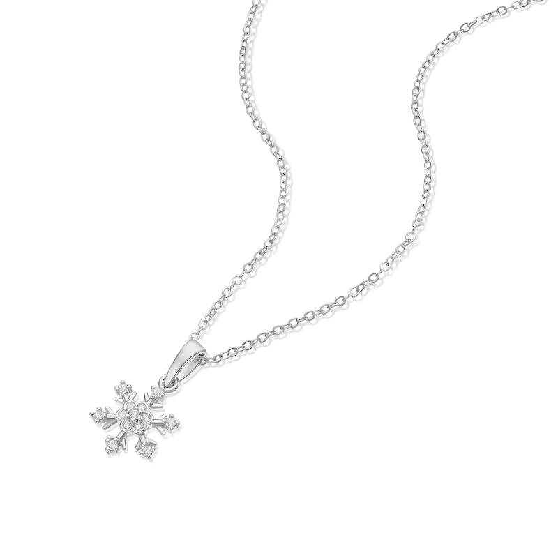 Main Image 2 of Sterling Silver Cubic Zirconia Snowflake Pendant 16+2" Necklace