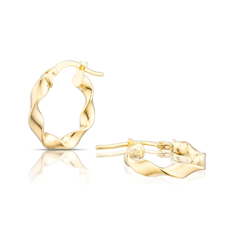 Main Image 1 of 9ct Yellow Gold Twist Hoop Earrings