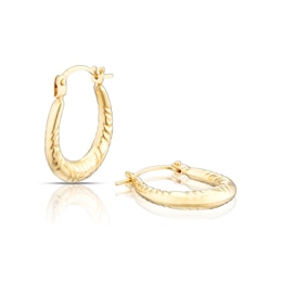 9ct Yellow Gold 15mm Patterned Hoop Earrings
