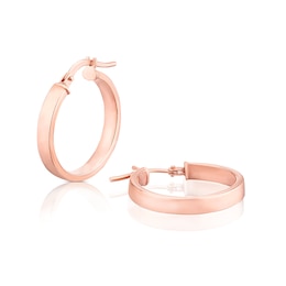 9ct Rose Gold Rectangular Tube 15mm Hoop Earrings