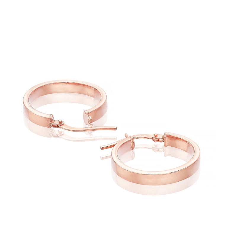 Main Image 2 of 9ct Rose Gold Rectangular Tube 15mm Hoop Earrings