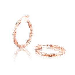 9ct Rose Gold 25mm Twist Hoop Earrings