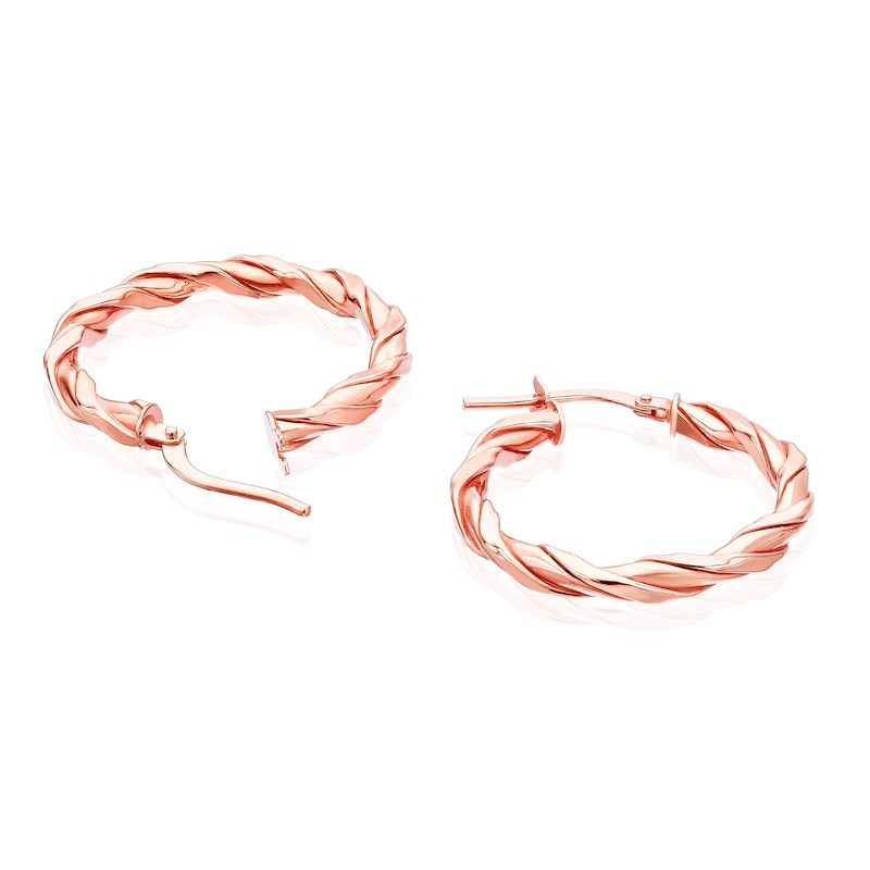 Main Image 2 of 9ct Rose Gold 25mm Twist Hoop Earrings