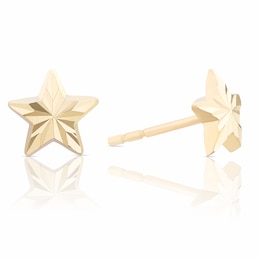 9ct Yellow Gold Diamond Cut Star Stud Earrings