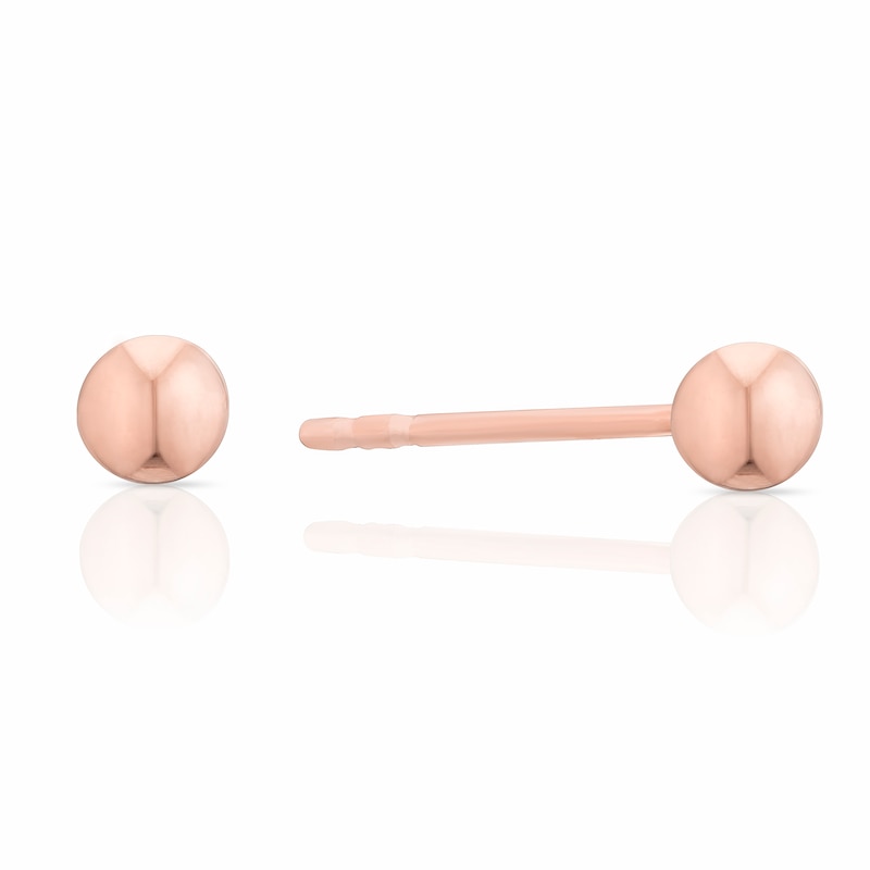 Main Image 1 of 9ct Rose Gold 3mm Polished Ball Stud Earrings