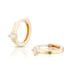 9ct Yellow Gold Cubic Zirconia 13mm Polished Hoop Earrings