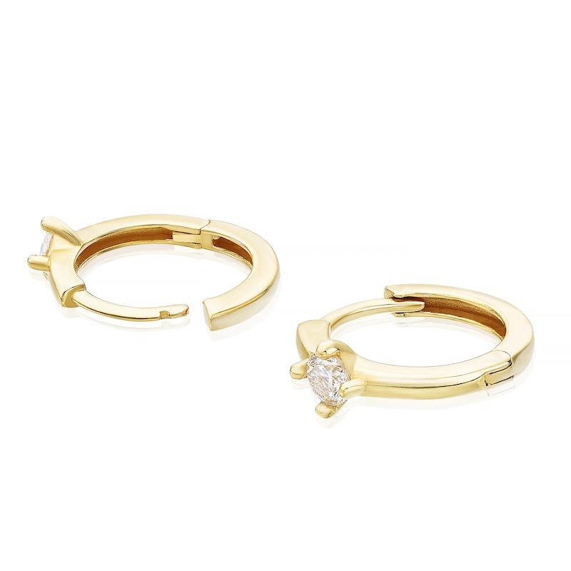 Main Image 2 of 9ct Yellow Gold Cubic Zirconia 13mm Polished Hoop Earrings