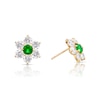 Thumbnail Image 1 of 9ct Yellow Gold Green & White Cubic Zirconia Flower Stud Earrings