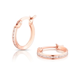 9ct Rose Gold Cubic Zirconia Hoop Earrings