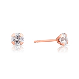 9ct Rose Gold Round Cubic Zirconia Stud Earrings