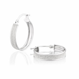 9ct White Gold 19mm Stardust Hoop Earrings
