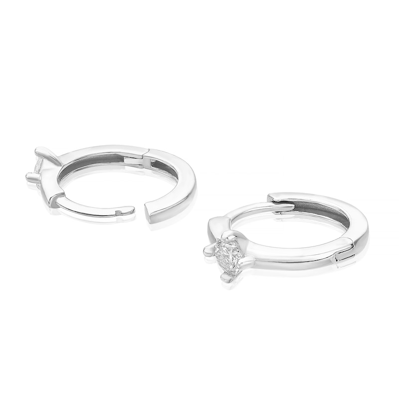 Main Image 2 of 9ct White Gold Cubic Zirconia 13mm Polished Huggie Hoop Earrings