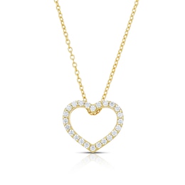 9ct Yellow Gold Cubic Zirconia Heart Pendant 17+1" Necklace